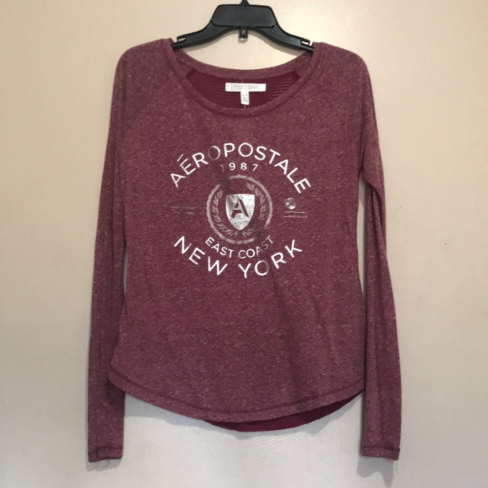Aeropostale Long Sleeve Burgundy Top Medium NWT